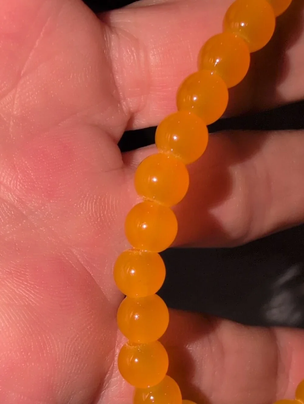 Orange Yellow Marbled Beaded Stretch Bracelet